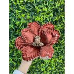 Flor Natalina Poinsetia Marrom com Brilho Dourado
