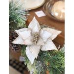 Flor Natalina Poinsetia Champagne com Brilho 22cm 