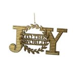 Enfeite Pendente Natalino Joy Dourado Madeira Árvore Natal