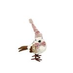 Enfeite Natal Pássaro Branco E Rosa Com Gravata 18cm
