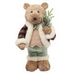 Urso de Palha com Casaco de Lã Roupa e Gravata 