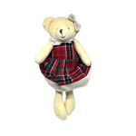 Ursinha Linda Roupa Xadrez 27cm Decoração Natal