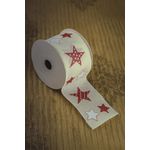 Fita Natalina Decorada Branca Estrela Rosa 6,3cmx9,14m