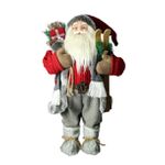 Papai Noel em Pé Saco de Presente Vermelho e Cinza 30cm