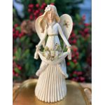 Anjo Decorativo em Resina Flores Presente 30cm Natal