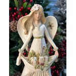 Anjo Decorativo em Resina Flores Presente 30cm Natal