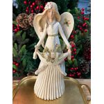 Anjo Decorativo em Resina Flores Presente 30cm Natal