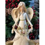 Anjo Decorativo em Resina Flores Presente 30cm Natal