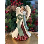 Anjo Decorativo Em Resina Com Guirlanda 26cm Decoração Natal