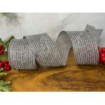 Fita Natalina Aramada 6,3cm Prata Com Brilho 9,14m Natal