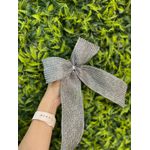 Fita Natalina Aramada 6,3cm Prata Com Brilho 9,14m Natal