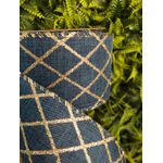Fita Natalina Aramada Azul com Dourado 6,3cmx9,14m