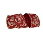 Fita Natalina Aramada Vermelho com Champanhe 6,3cm 9,14m