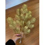 Galho Natalino Dourado Com Brilho Folha 60cm