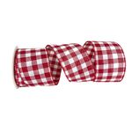 Fita Aramada Natal 6,3cm Xadrez Vermelho E Branco 9,14m Cromus