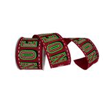 Fita Natalina Aramada 6,3cm Noel Floco De Neve Vermelho 9,14m
