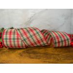 Fita Natalina Aramada 10cm Xadrez Vermelha E Verde 9,14m