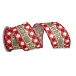 Fita Natalina Aramada 6,3cm Noel com Xadrez 9,14mt