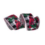 Fita Natalina Xadrez Preto Branco 6,3cm Cardeal Vermelho 9,14m