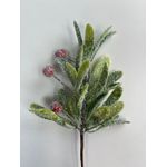 Galho Decorativo Natal Pick Folha Nevado Verde 24cm