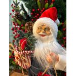 Papai Noel Em Pé Saco De Presente Roupa Jeans 30cm