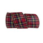 Fita Natalina Aramada 6,3cm Xadrez Vermelho Azul Preto 9,14m