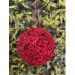 Jogo 2 Bolas De Natal Aramada Brilho Vermelho 10cm
