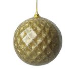 Jogo 3 Bolas Decoradas Dourada Brilho Envelopado 10cm