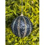 Jogo De 3 Bolas De Natal Azul Brilho com Prata 10cm