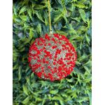 Jogo 3 Bolas De Natal Dourada Brilho Strass Vermelho 10cm