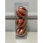 Jogo 3 Bolas De Natal Vermelho E Dourado 8cm Tok Da Casa