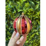 Jogo 3 Bolas De Natal Vermelho E Dourado 8cm Tok Da Casa