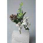 Galho Natalino Pick Verde Berry Pinha Branco 25cm