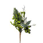 Galho Berry Verde e Branco Enfeite P/ Árvore de Natal Guirlanda