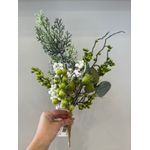 Galho Berry Verde e Branco Enfeite P/ Árvore de Natal Guirlanda