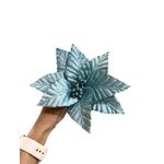 Flor Natalina Poisentia Azul com Glitter 20cm