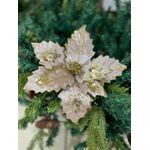 Flor Natalina Poinsetia Rose com Lantejoula Dourada
