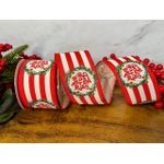Fita Natalina Aramada 6,3cm Listra Feliz Natal 9,14m