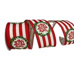 Fita Natalina Aramada 6,3cm Listra Feliz Natal 9,14m