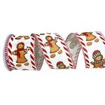 Fita Natalina Aramada 6,3cm Ginger Boneco Confeiteiro 9,14m