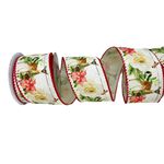 Fita Natalina Aramada com Rena e Flores 6,3cmx9,14m
