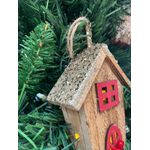Casinha Natalina Marrom Com Gliter Dourado Led