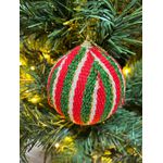 Jogo 2 Bolas De Natal Tecido Colorida Vermelho Verde 10cm