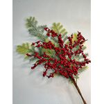 Galho Natalino Verde E Vermelho Berry 56cm