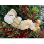 Enfeite Natal Papai Noel Deitado Champagne 35,5cm