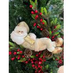 Enfeite Natal Papai Noel Deitado Champagne 35,5cm