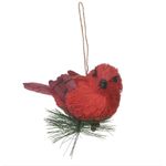 Pássaro Palha Decoração Natal Luxo Vermelho Enfeite 15cm