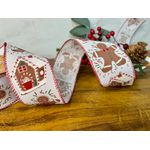 Fita Natalina Aramada 6,3cm Ginger Boneco Confeiteiro 9,14m