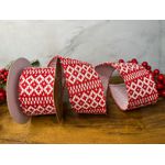 Fita Natalina 6,3cm Tricot Vermelho Branco 5mt