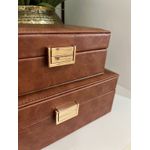 Conjunto De Caixas Organizadoras Decorativas Em Pu Marrom